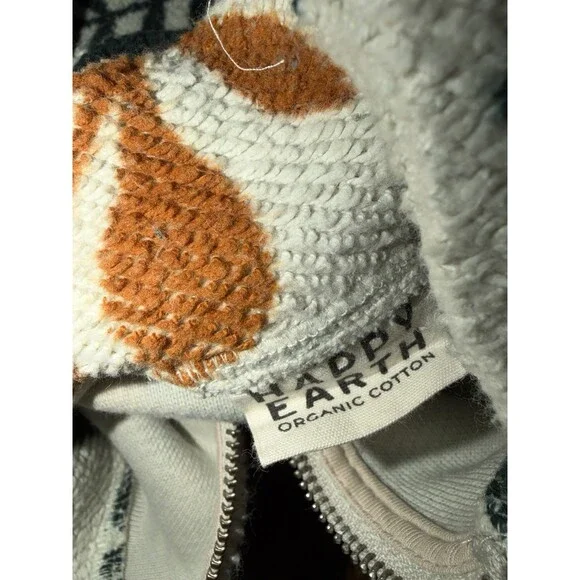 NEW! Happy Earth Hygge Sherpa 100% Organic Full Zip Hooded Sweater Jacket $210 - Picture 5 of 7